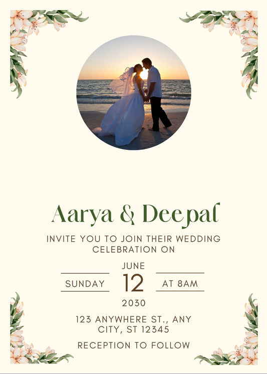 Custom Digital Wedding Invitation – Editable Canva Template | Free with Wedding Sign Purchase