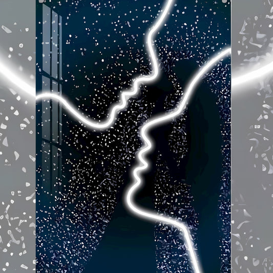 Custom UV Printed Wedding Wall Art with Neon Accent – Personalized Couple Silhouette