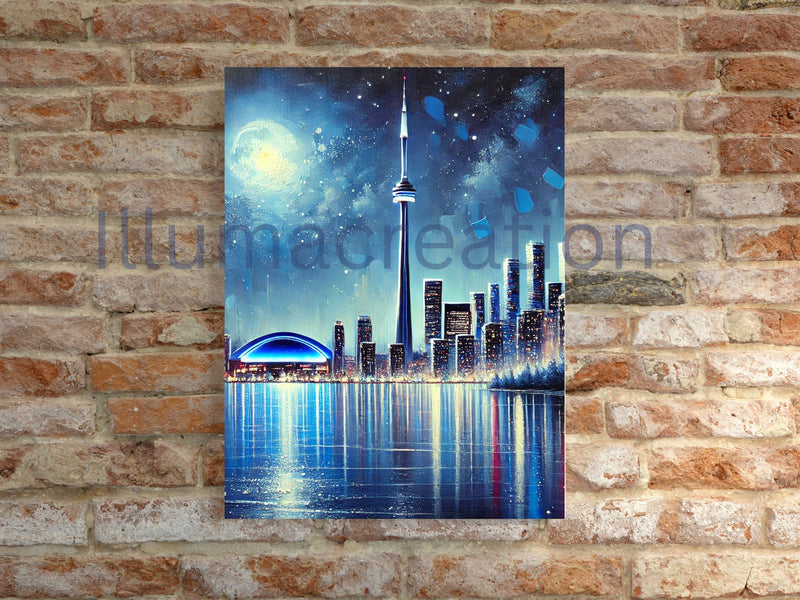 Toronto Digital Cityscape Print – Moonlight Skyline Wall Art, Instant Download