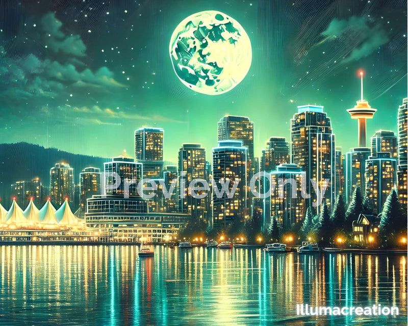 Vancouver Moonlight Memory – Digital Print | Instant Download