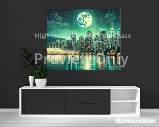 Vancouver Moonlight Memory – Digital Print | Instant Download