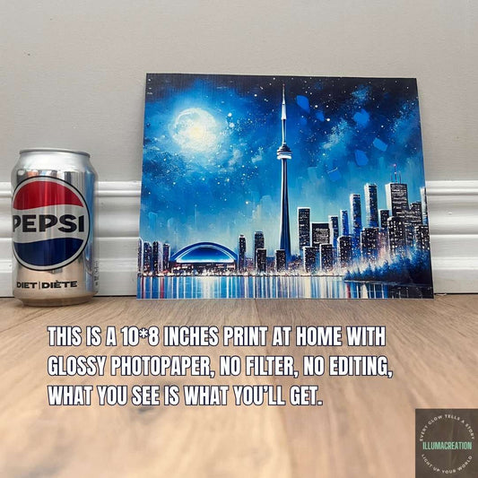 Toronto Digital Cityscape Print – Moonlight Skyline Wall Art, Instant Download